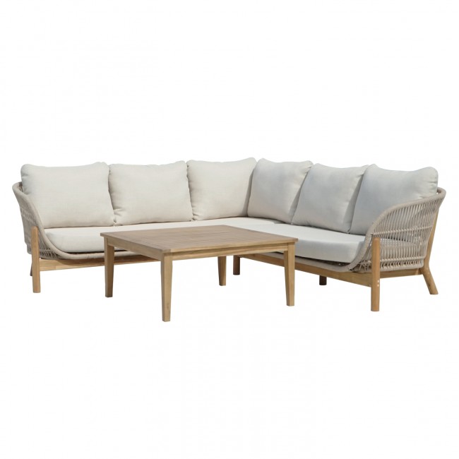 Σετ εξωτερικού χώρου "SANJI" από ξύλο/αλουμίνιο/σχοινί σε χρώμα φυσικό/μπεζ