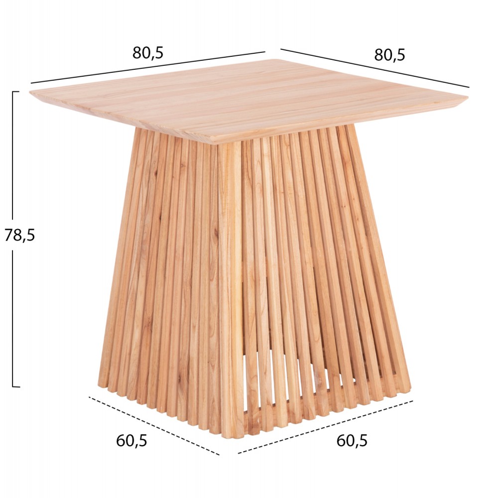 Τραπέζι τραπεζαρίας "FRANTZ" από μασίφ ξύλο σε χρώμα φυσικό 80.5x80.5x78.5