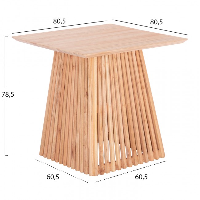 Τραπέζι τραπεζαρίας "FRANTZ" από μασίφ ξύλο σε χρώμα φυσικό 80.5x80.5x78.5