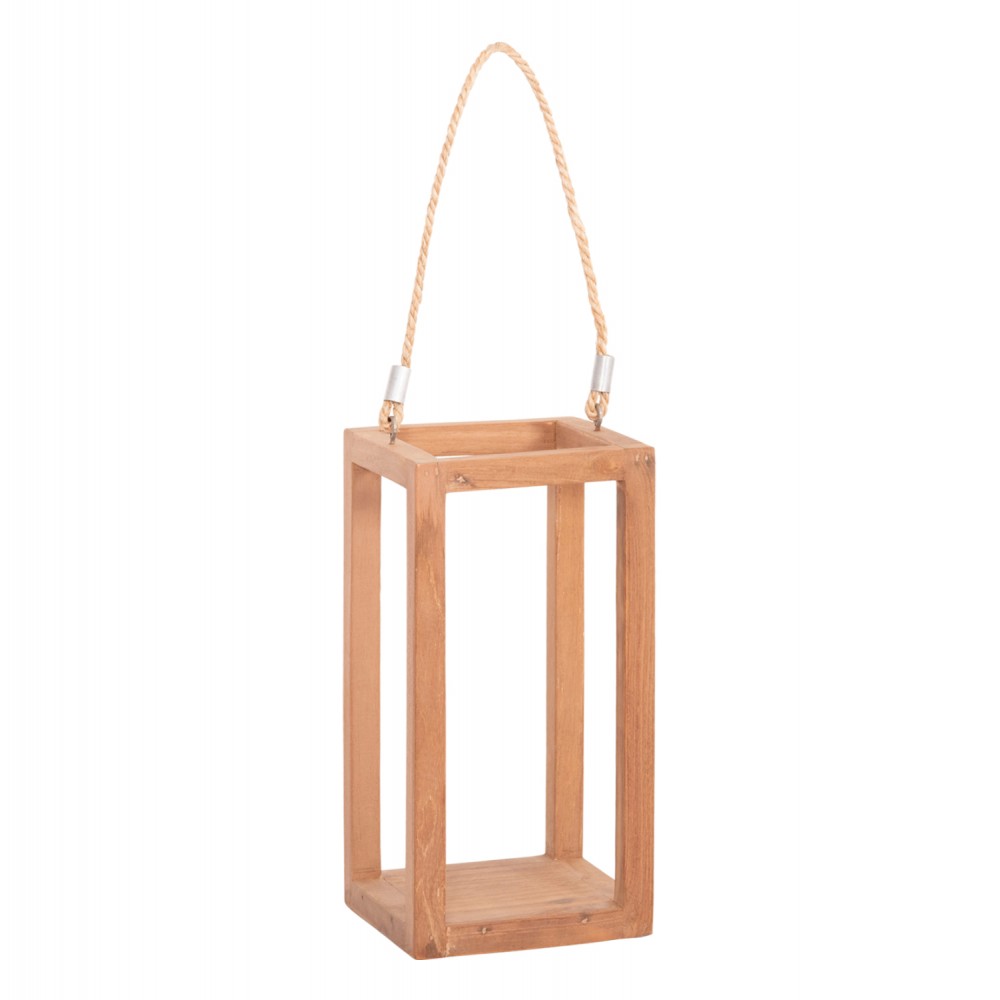 Επιτραπέζιο διακοσμητικό φανάρι "FENT" για κερί από ξύλο σε χρώμα φυσικό 15x15x30-53