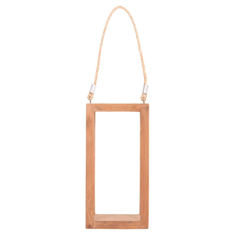 Επιτραπέζιο διακοσμητικό φανάρι "FENT" για κερί από ξύλο σε χρώμα φυσικό 15x15x30-53