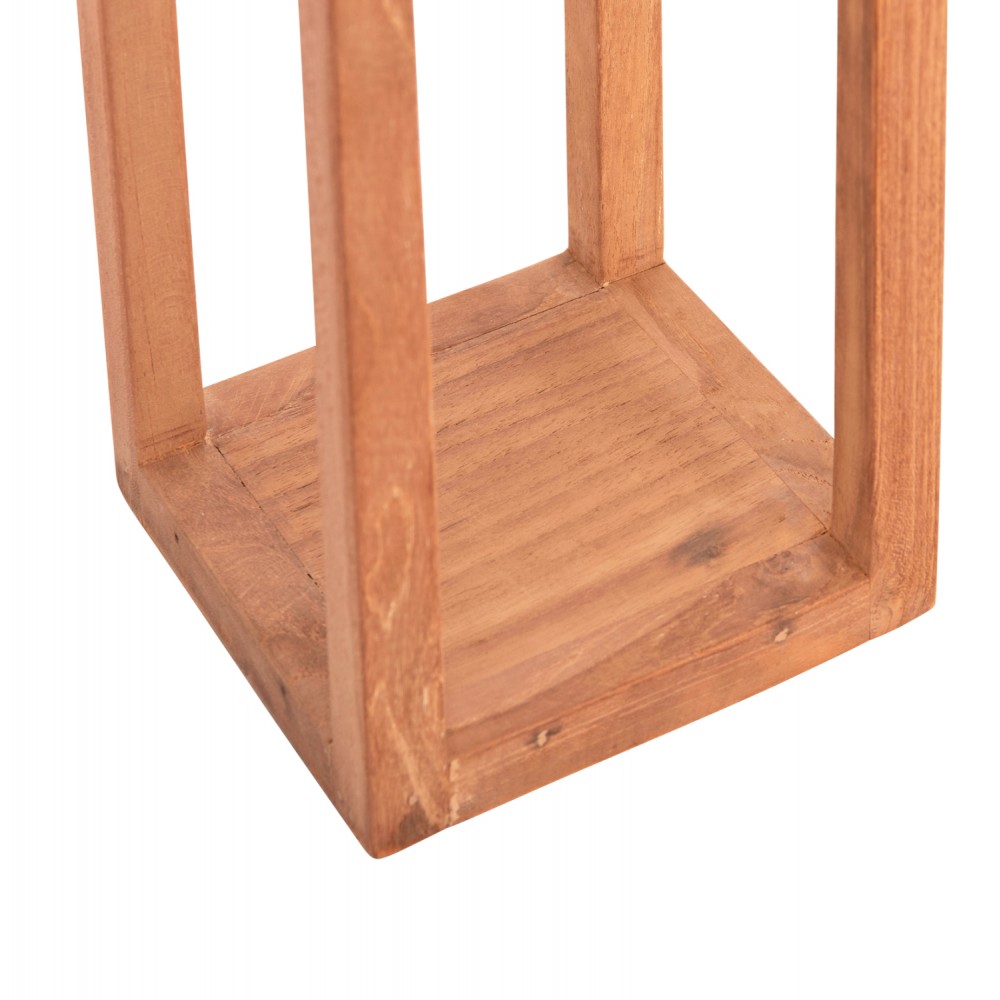 Επιτραπέζιο διακοσμητικό φανάρι "FENT" για κερί από ξύλο σε χρώμα φυσικό 15x15x30-53