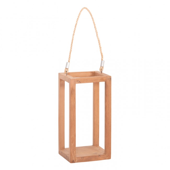 Επιτραπέζιο διακοσμητικό φανάρι "FENT" για κερί από ξύλο σε χρώμα φυσικό 15x15x30-53