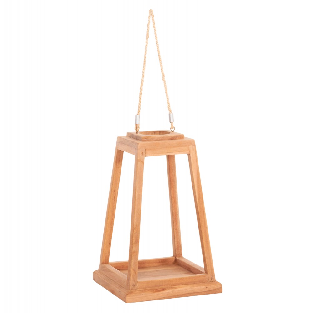 Επιτραπέζιο διακοσμητικό φανάρι "RAMI" για κερί από ξύλο σε χρώμα φυσικό 25x25x39-67