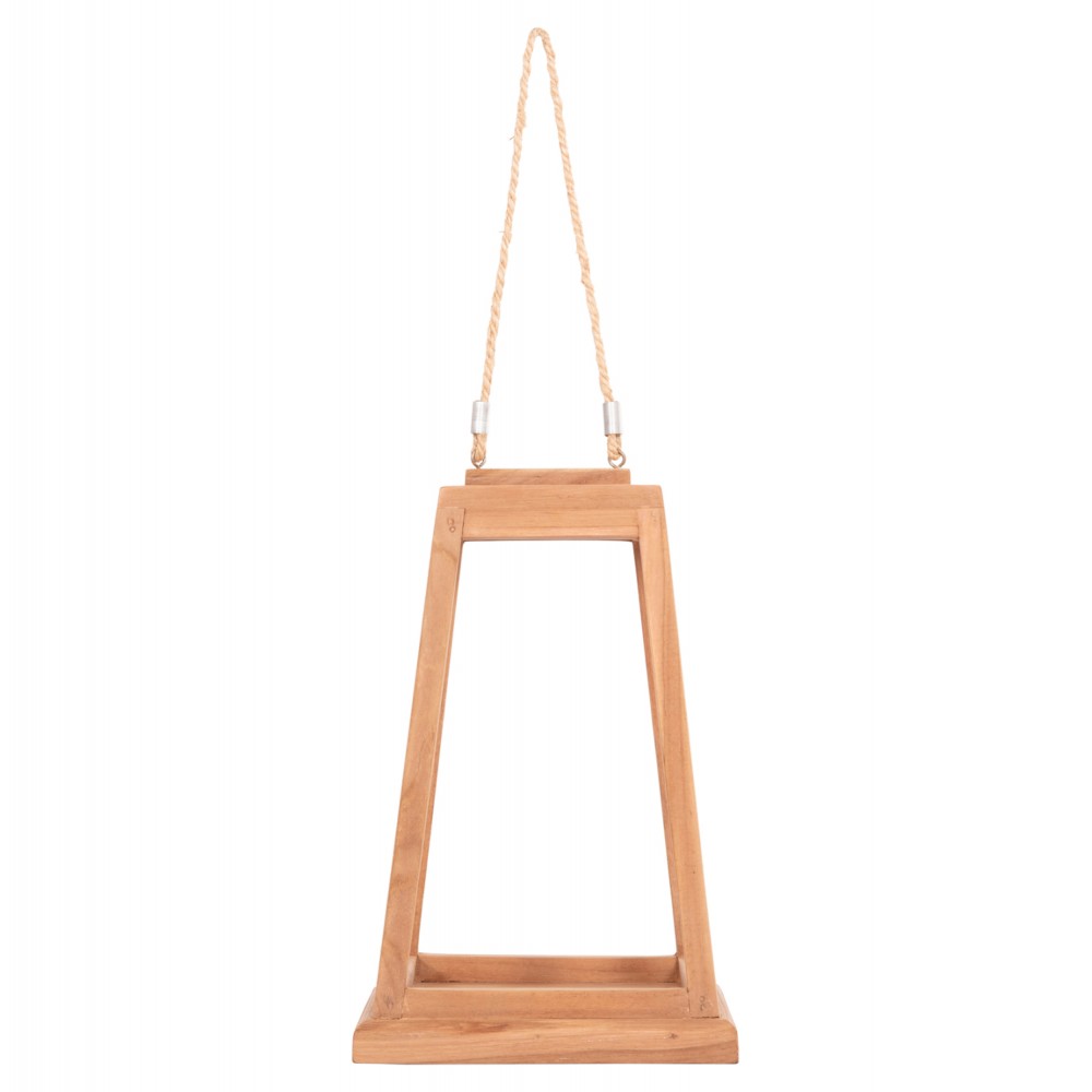 Επιτραπέζιο διακοσμητικό φανάρι "RAMI" για κερί από ξύλο σε χρώμα φυσικό 25x25x39-67