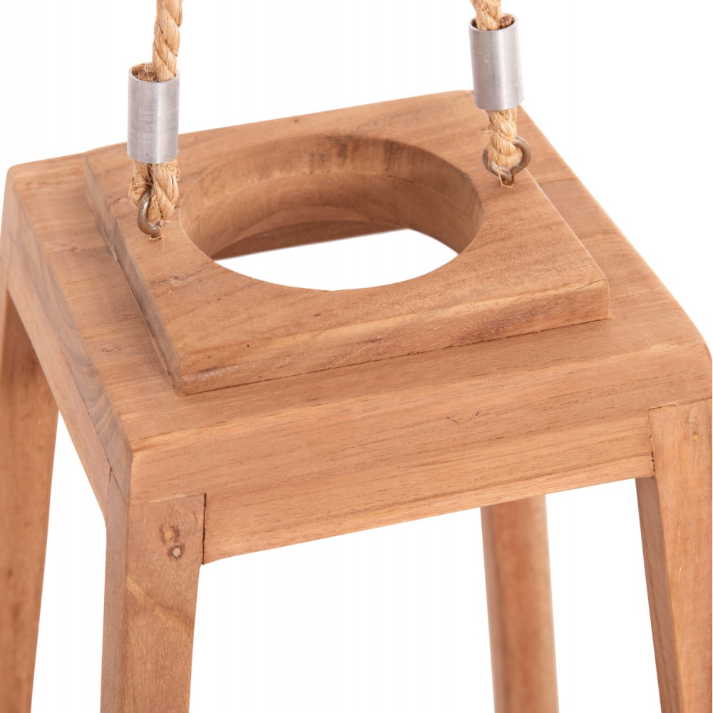 Επιτραπέζιο διακοσμητικό φανάρι "RAMI" για κερί από ξύλο σε χρώμα φυσικό 25x25x39-67