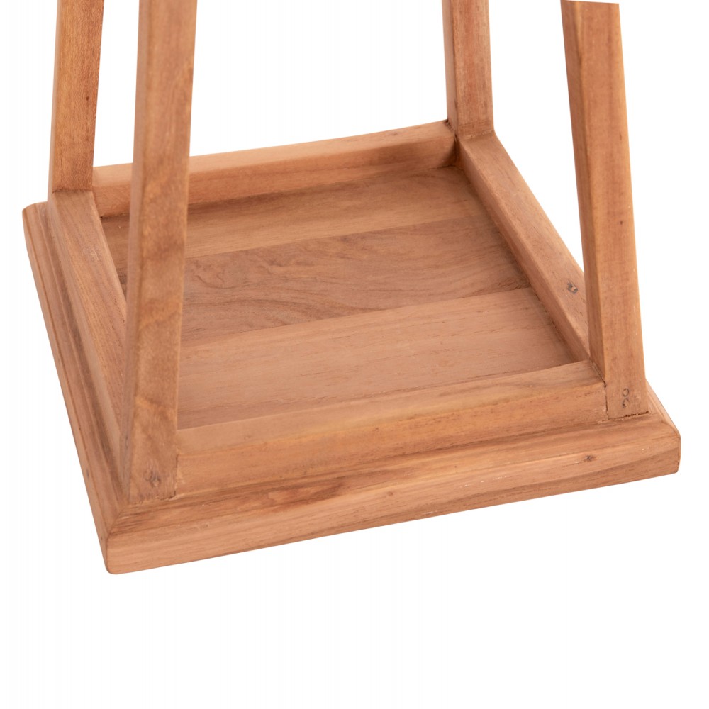 Επιτραπέζιο διακοσμητικό φανάρι "RAMI" για κερί από ξύλο σε χρώμα φυσικό 25x25x39-67