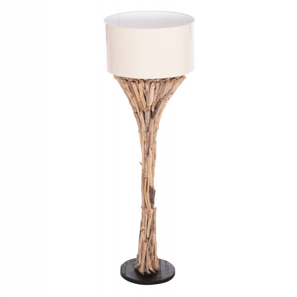 Επιδαπέδιο διακοσμητικό φωτιστικό "ALTAR" από driftwood/pvc σε χρώμα φυσικό/λευκό Φ45x142 Ε27