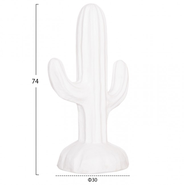 Διακοσμητικός κάκτος δαπέδου "CACTUS" από γύψο σε χρώμα λευκό 42x30x74