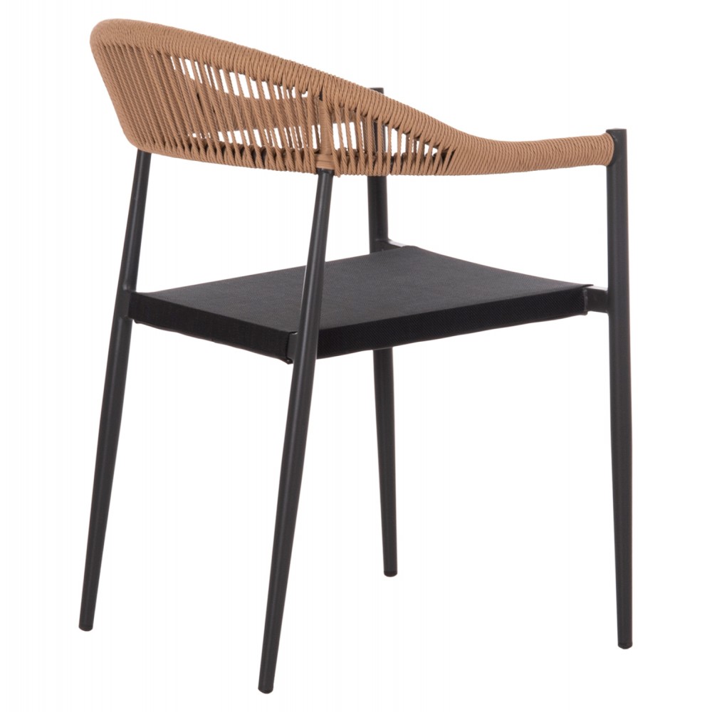 Πολυθρόνα "BERG" από αλουμίνιο/textilene/rattan σε χρώμα ανθρακί/μπεζ 55x56x79