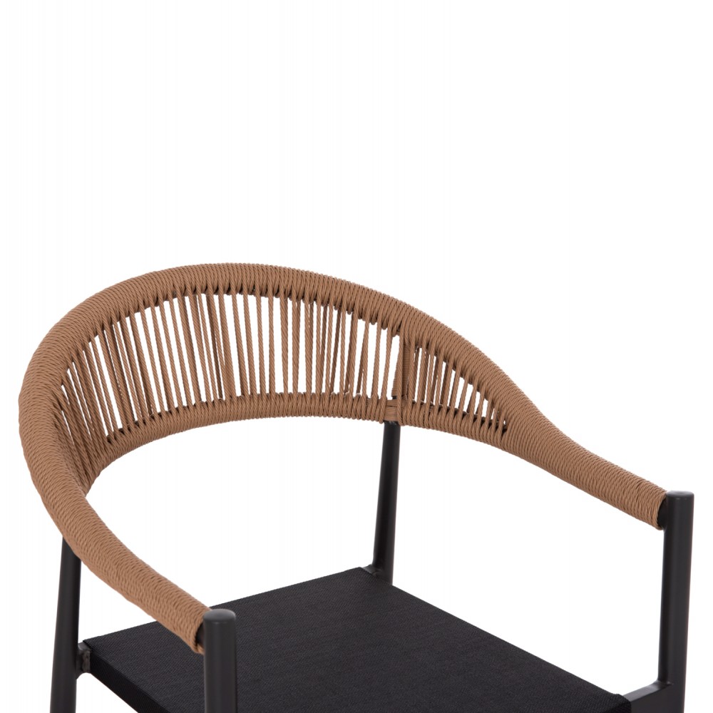 Πολυθρόνα "BERG" από αλουμίνιο/textilene/rattan σε χρώμα ανθρακί/μπεζ 55x56x79