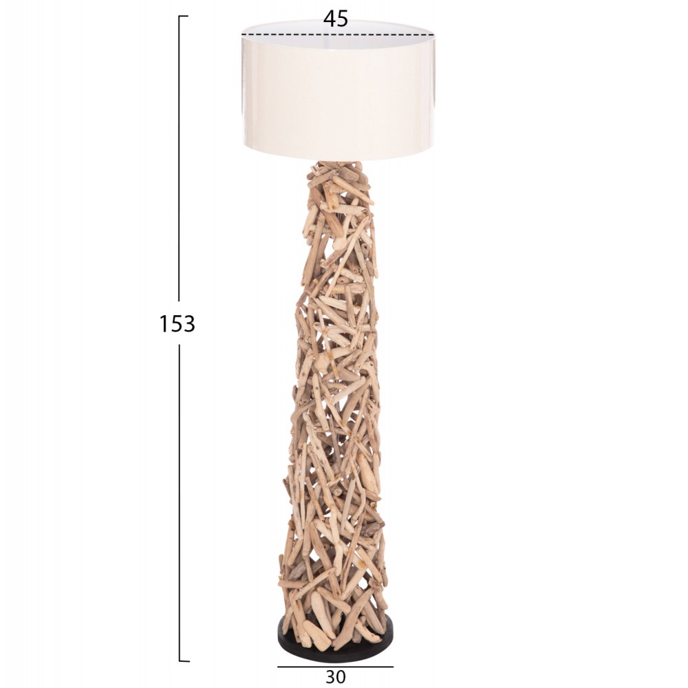 Επιδαπέδιο διακοσμητικό φωτιστικό "ALTAR" από driftwood/pvc σε χρώμα φυσικό/λευκό Φ45x153 Ε27