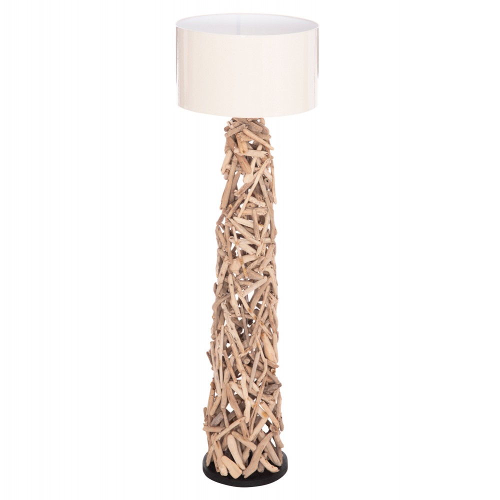 Επιδαπέδιο διακοσμητικό φωτιστικό "ALTAR" από driftwood/pvc σε χρώμα φυσικό/λευκό Φ45x153 Ε27