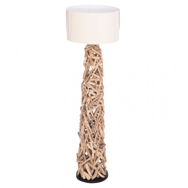 Επιδαπέδιο διακοσμητικό φωτιστικό "ALTAR" από driftwood/pvc σε χρώμα φυσικό/λευκό Φ45x153 Ε27