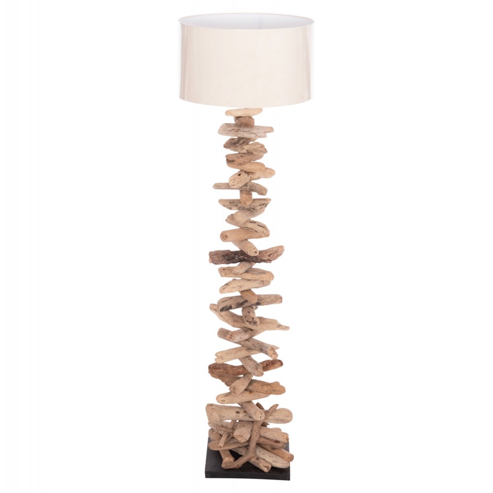 Επιδαπέδιο διακοσμητικό φωτιστικό "ALTAR" από driftwood/pvc σε χρώμα φυσικό/λευκό Φ45x155 Ε27