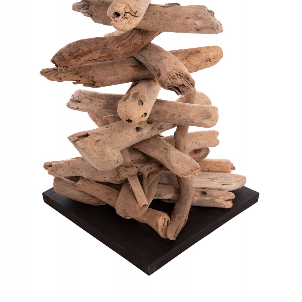 Επιδαπέδιο διακοσμητικό φωτιστικό "ALTAR" από driftwood/pvc σε χρώμα φυσικό/λευκό Φ45x155 Ε27