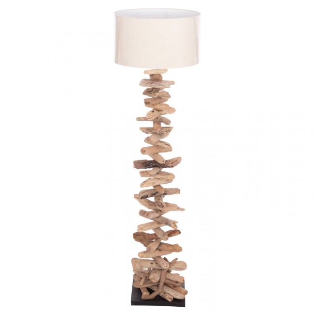 Επιδαπέδιο διακοσμητικό φωτιστικό "ALTAR" από driftwood/pvc σε χρώμα φυσικό/λευκό Φ45x155 Ε27