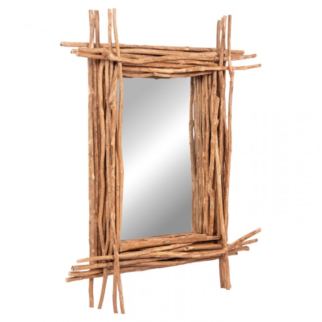 Καθρέπτης τοίχου "TWIGGER" από driftwood σε χρώμα φυσικό 80x15x100
