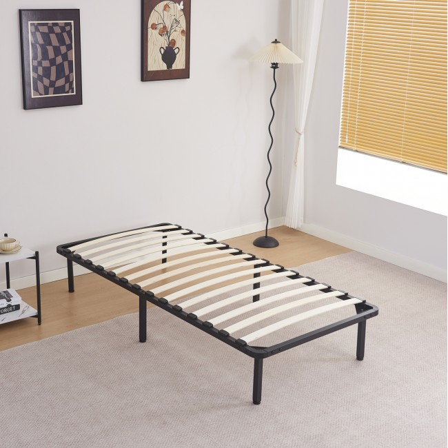 Κρεβάτι-υπόστρωμα μονό "MARKY" από μέταλλο σε χρώμα μαύρο 90x190