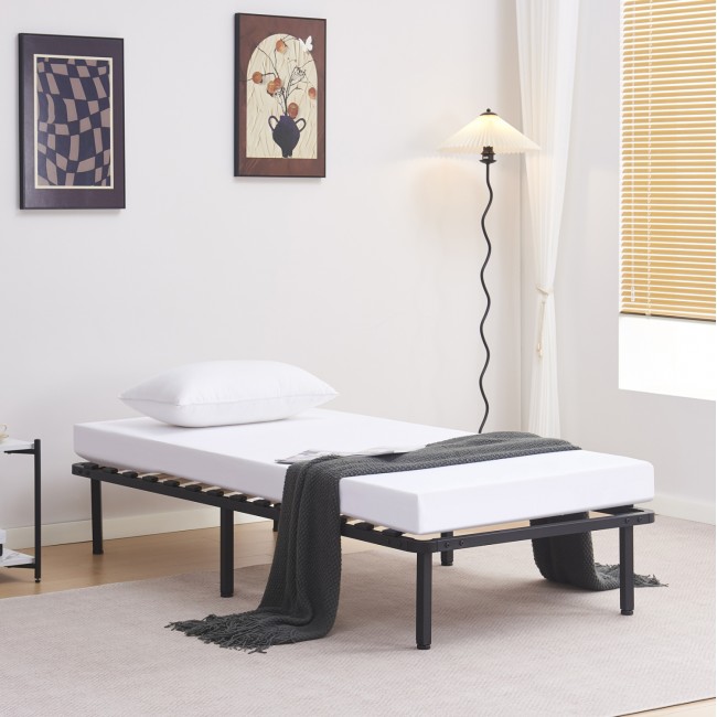 Κρεβάτι-υπόστρωμα μονό "MARKY" από μέταλλο σε χρώμα μαύρο 90x190