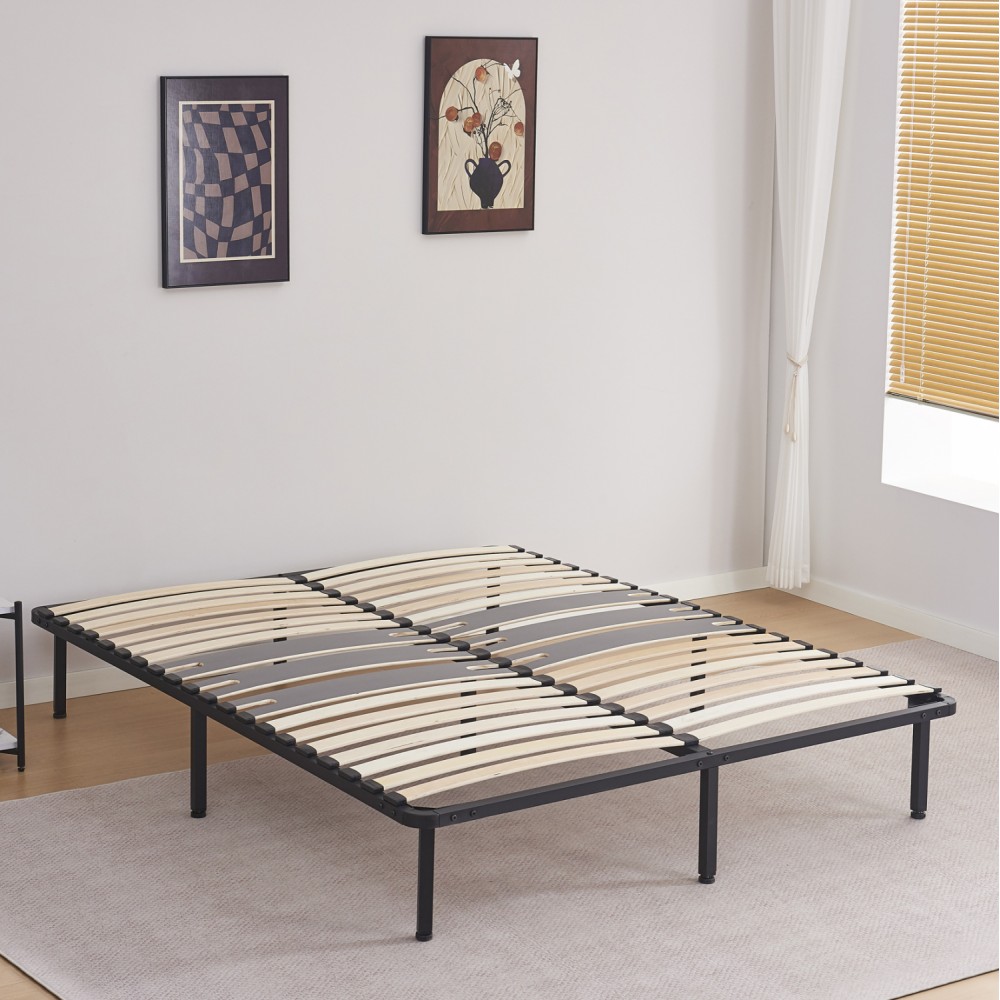 Κρεβάτι-υπόστρωμα διπλό "MARKY" από μέταλλο σε χρώμα μαύρο 160x200