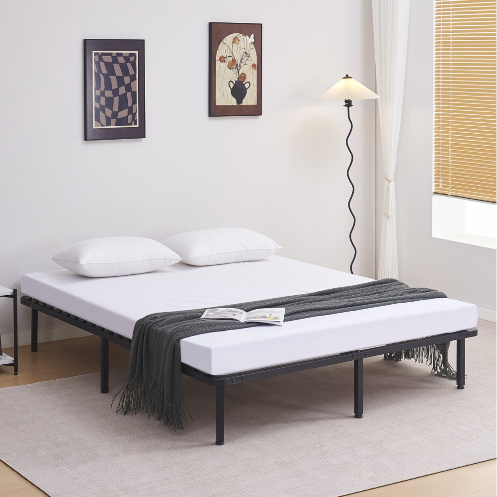 Κρεβάτι-υπόστρωμα διπλό "MARKY" από μέταλλο σε χρώμα μαύρο 160x200