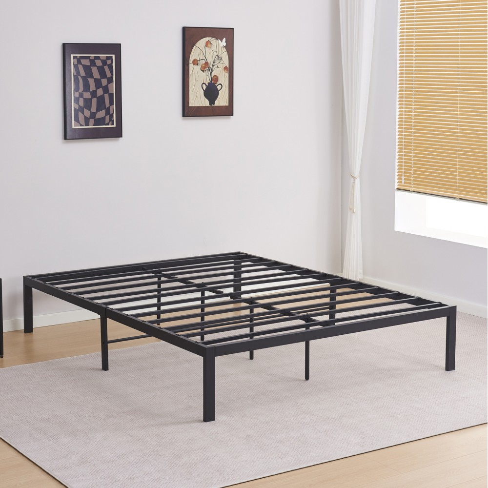 Κρεβάτι-υπόστρωμα διπλό "RANTO" από μέταλλο σε χρώμα μαύρο 160x200