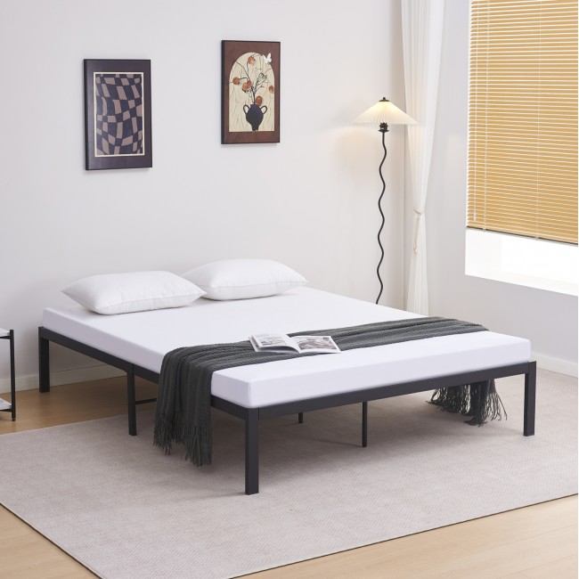 Κρεβάτι-υπόστρωμα διπλό "RANTO" από μέταλλο σε χρώμα μαύρο 160x200