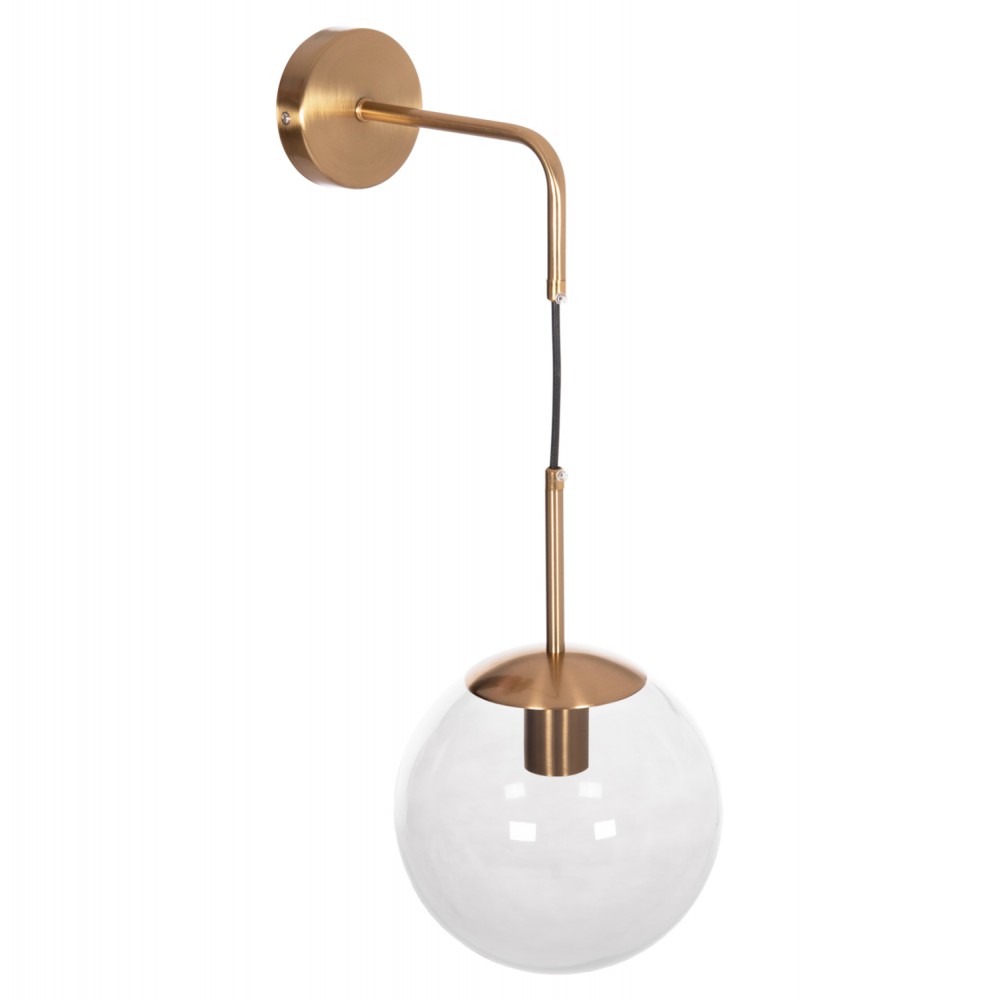 Απλίκα τοίχου "GYDA" από μέταλλο/γυαλί σε χρώμα χρυσό 18x28x55