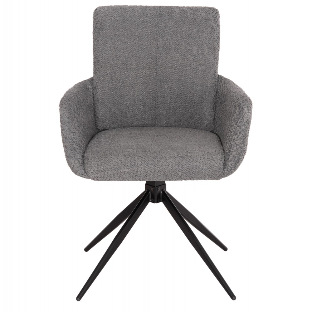 Πολυθρόνα τραπεζαρίας "BLANS" περιστρεφόμενη από ύφασμα/μέταλλο σε χρώμα γκρι/μαύρο 62x60x90
