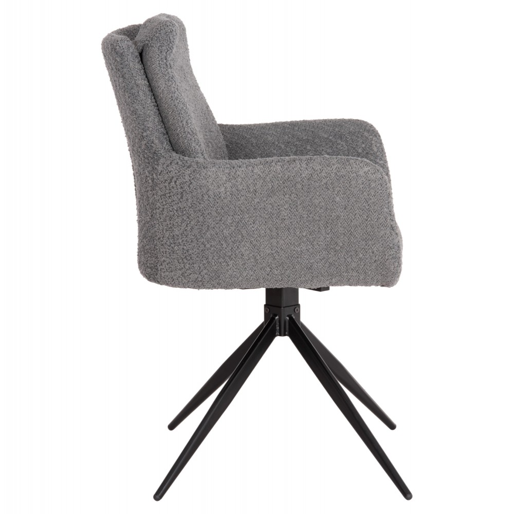 Πολυθρόνα τραπεζαρίας "BLANS" περιστρεφόμενη από ύφασμα/μέταλλο σε χρώμα γκρι/μαύρο 62x60x90