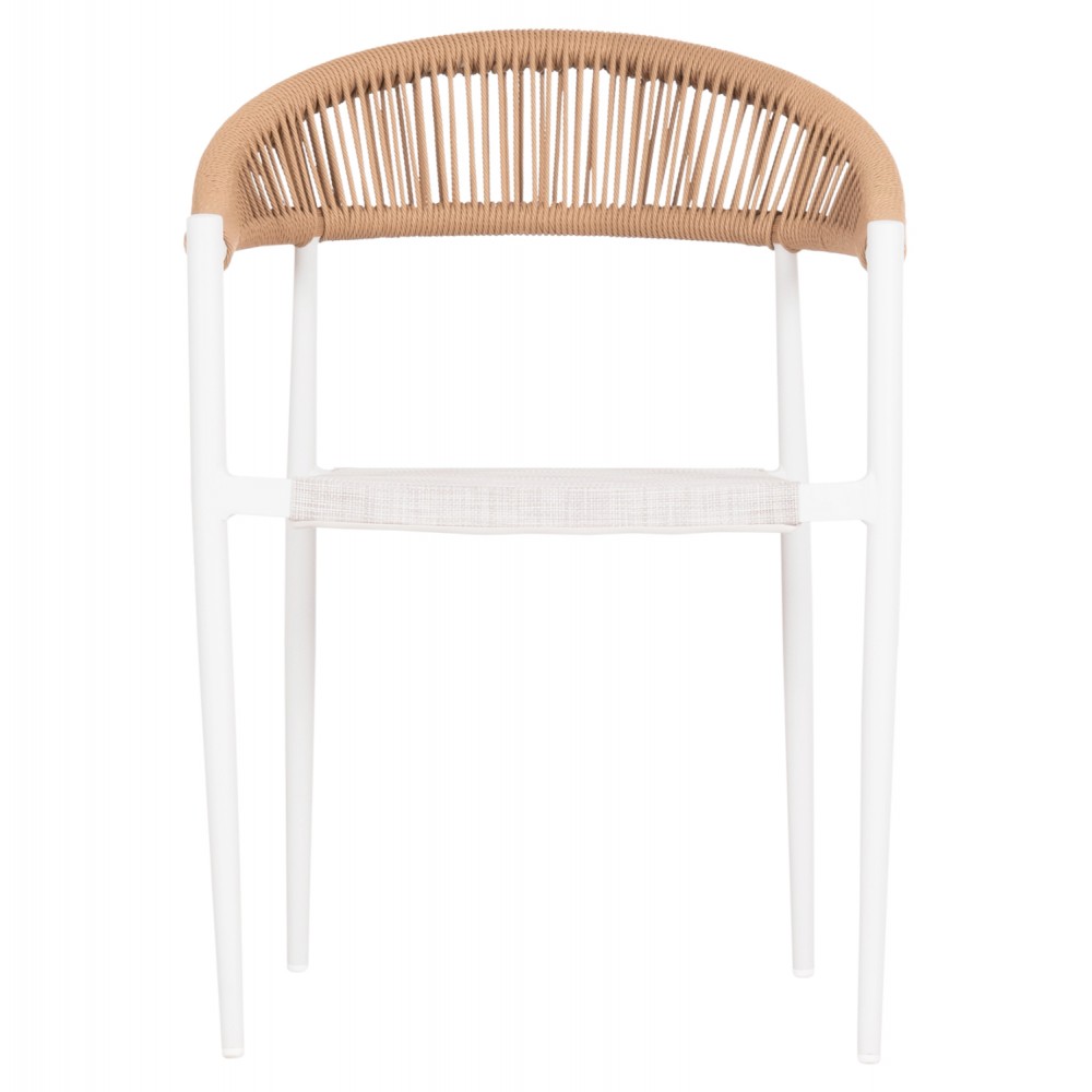 Πολυθρόνα "BERG" από αλουμίνιο/textilene/rattan σε χρώμα λευκό/μπεζ 55x56x79