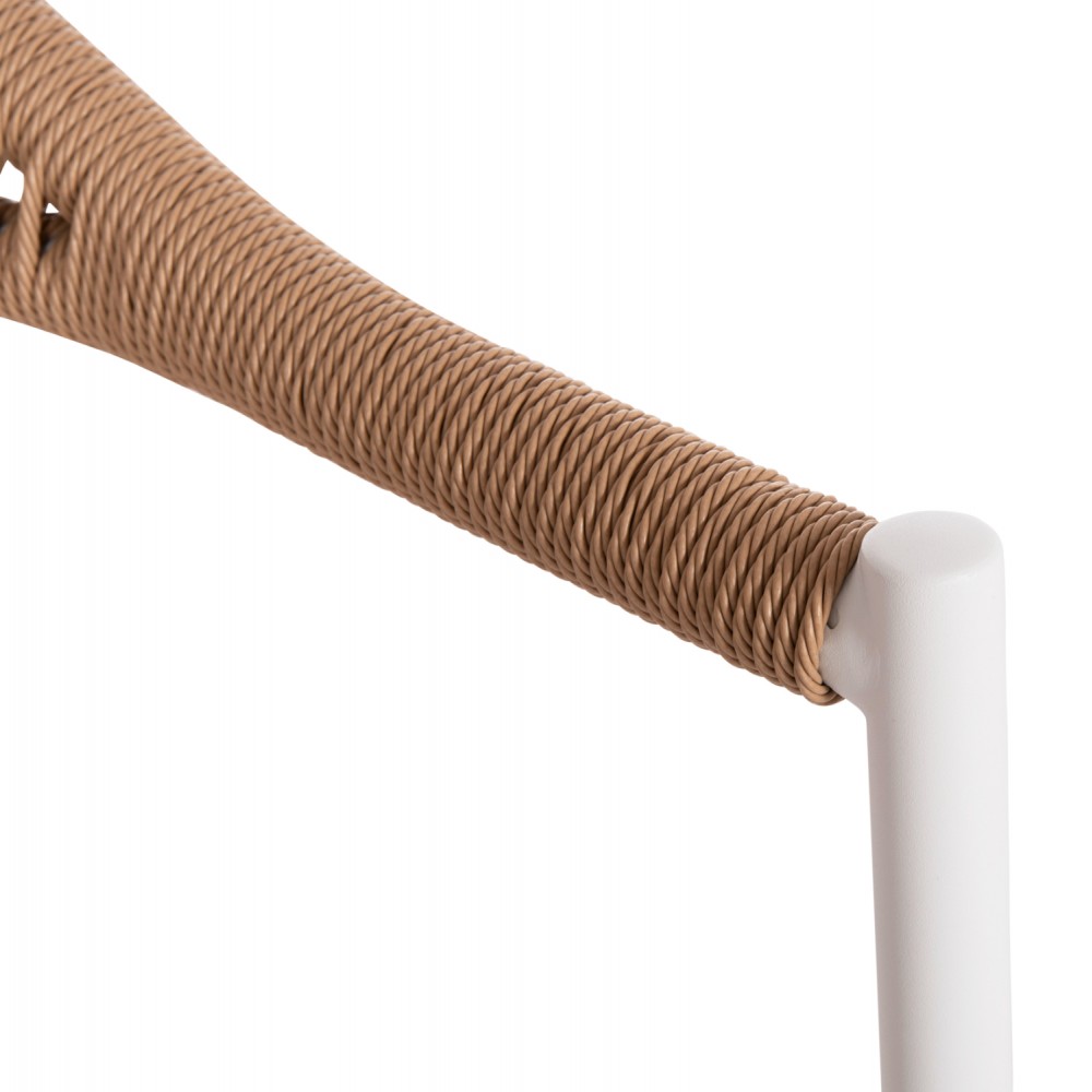 Πολυθρόνα "BERG" από αλουμίνιο/textilene/rattan σε χρώμα λευκό/μπεζ 55x56x79