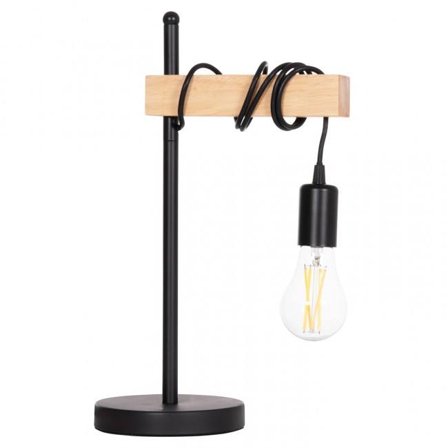 Φωτιστικό επιτραπέζιο "VOLKS" από μέταλλο/ξύλο σε χρώμα μαύρο/φυσικό 15x26x41