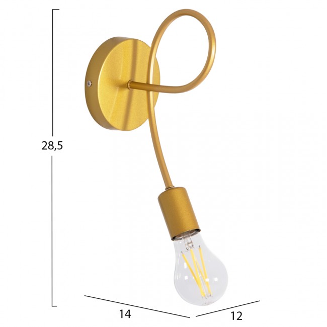 Απλίκα τοίχου "FRIDRIK" από μέταλλο σε χρώμα χρυσό 12x15.5x28.5 Ε27