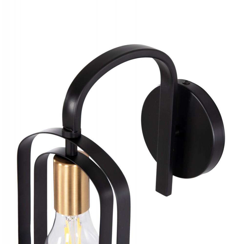 Απλίκα τοίχου "BIUT" από μέταλλο σε χρώμα μαύρο/χρυσό 16x19x38 Ε27