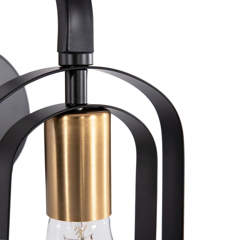 Απλίκα τοίχου "BIUT" από μέταλλο σε χρώμα μαύρο/χρυσό 16x19x38 Ε27