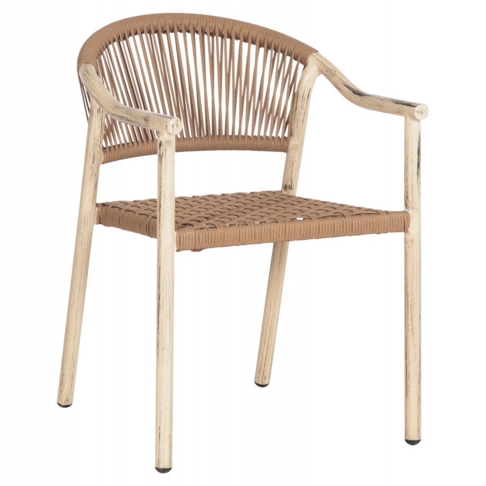 Πολυθρόνα "KERLY" από αλουμίνιο/rattan σε χρώμα δρυός/χάλκινο 54x58.5x76