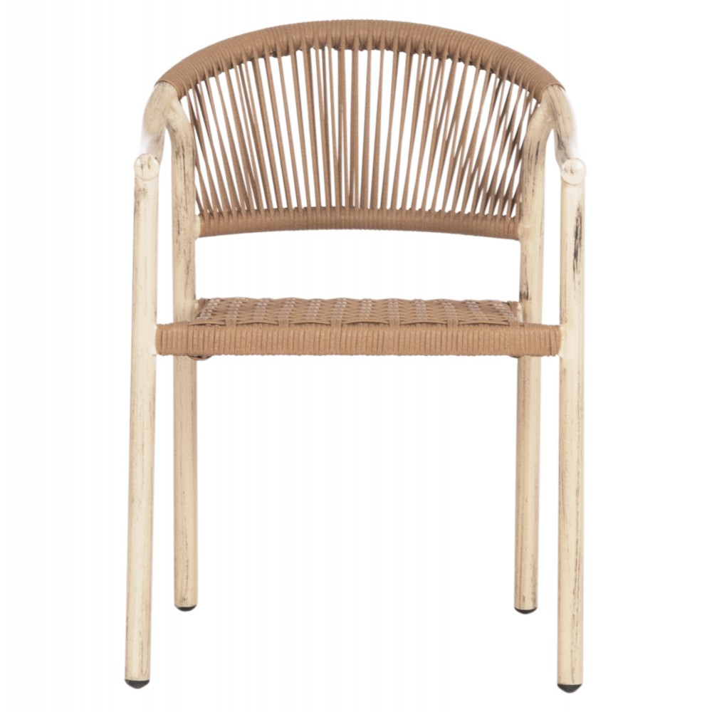 Πολυθρόνα "KERLY" από αλουμίνιο/rattan σε χρώμα δρυός/χάλκινο 54x58.5x76