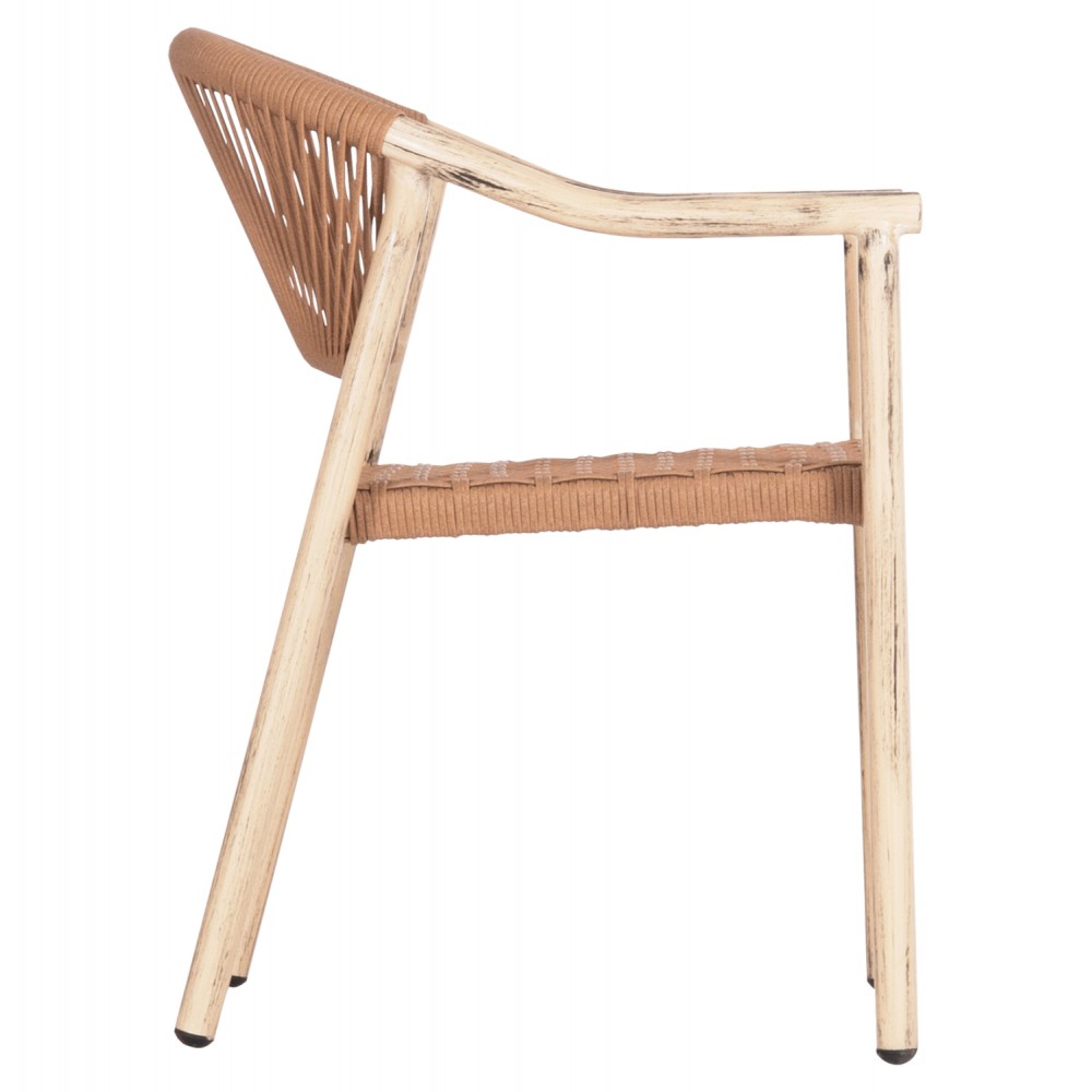 Πολυθρόνα "KERLY" από αλουμίνιο/rattan σε χρώμα δρυός/χάλκινο 54x58.5x76