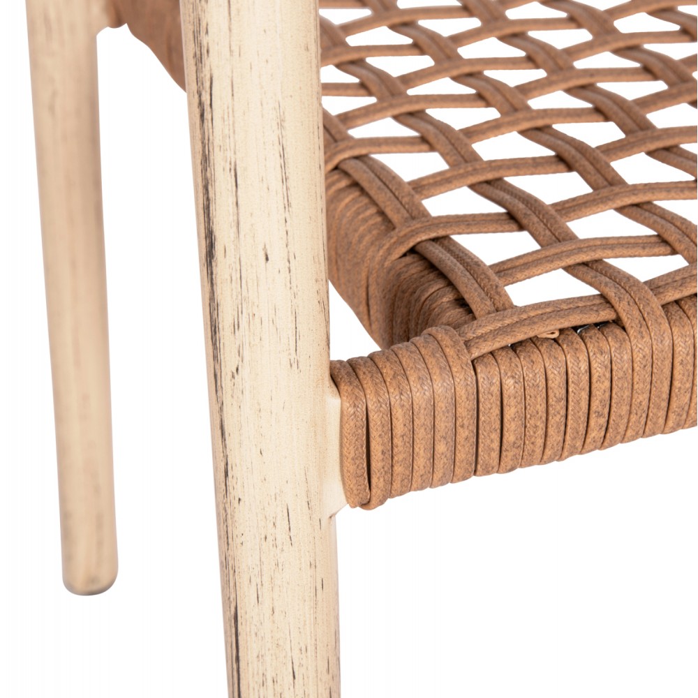 Πολυθρόνα "KERLY" από αλουμίνιο/rattan σε χρώμα δρυός/χάλκινο 54x58.5x76