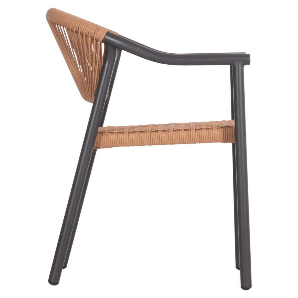 Πολυθρόνα "KERLY" από αλουμίνιο/rattan σε χρώμα σκούρο γκρι/μπεζ 54x58.5x76