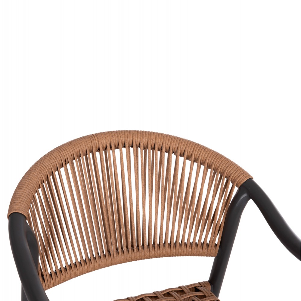 Πολυθρόνα "KERLY" από αλουμίνιο/rattan σε χρώμα σκούρο γκρι/μπεζ 54x58.5x76