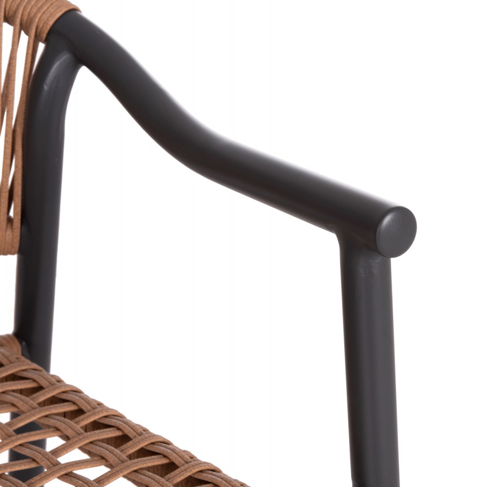 Πολυθρόνα "KERLY" από αλουμίνιο/rattan σε χρώμα σκούρο γκρι/μπεζ 54x58.5x76