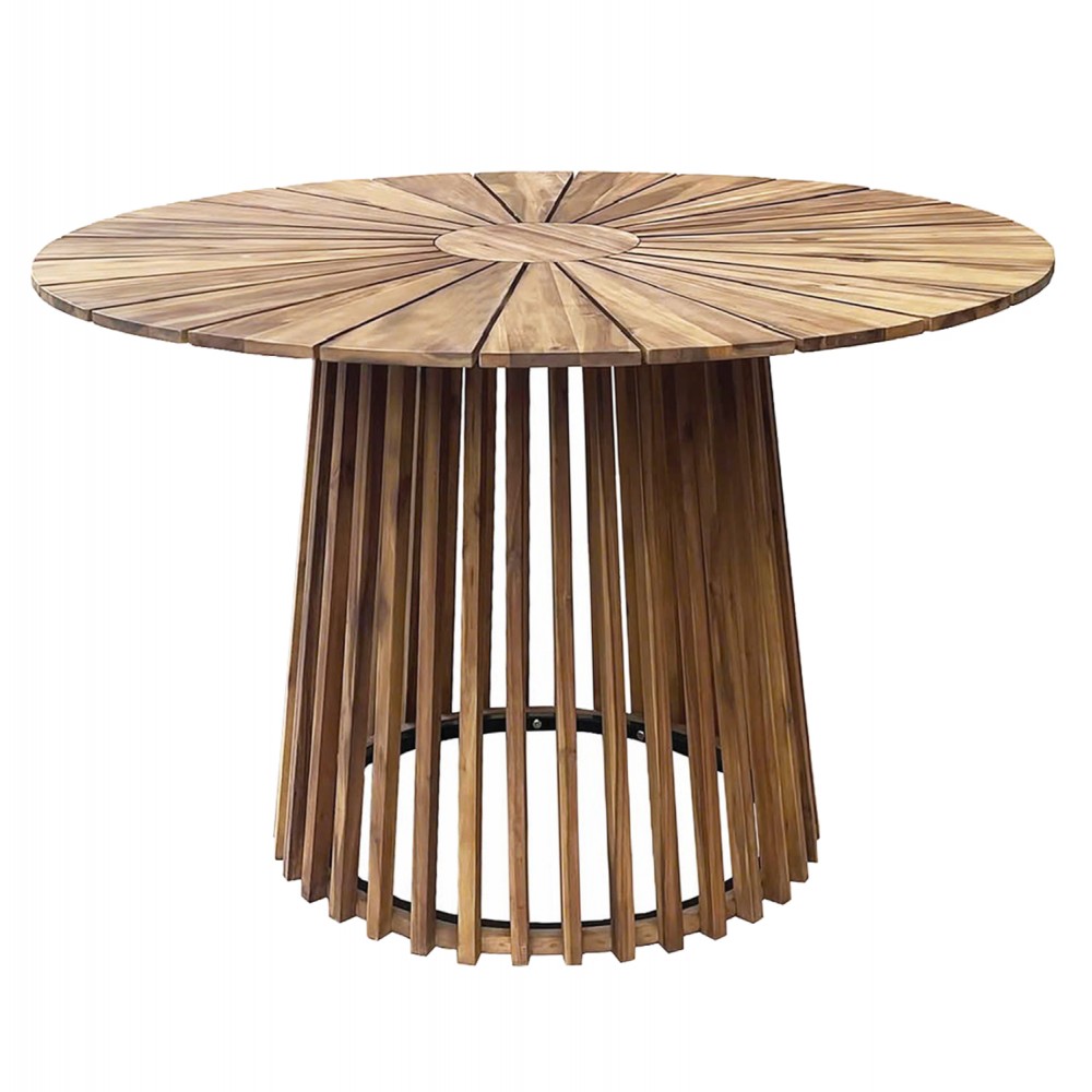 Τραπέζι τραπεζαρίας εξωτερικού χώρου "CRISTOBAL" από ξύλο/μέταλλο σε χρώμα φυσικό Φ120x76