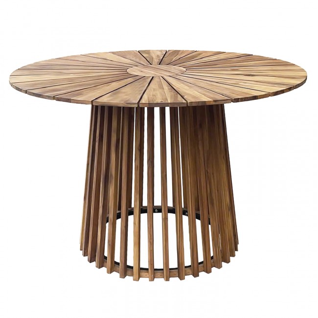 Τραπέζι τραπεζαρίας εξωτερικού χώρου "CRISTOBAL" από ξύλο/μέταλλο σε χρώμα φυσικό Φ120x76