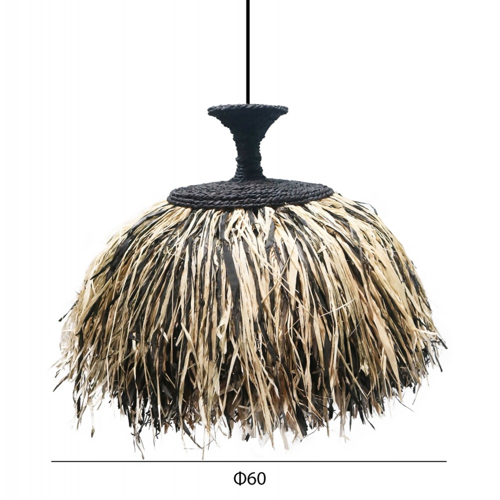 Φωτιστικό οροφής "ORDEM" από ίνες sisal-μπανάνας σε χρώμα φυσικό/μαύρο Φ60 Ε27