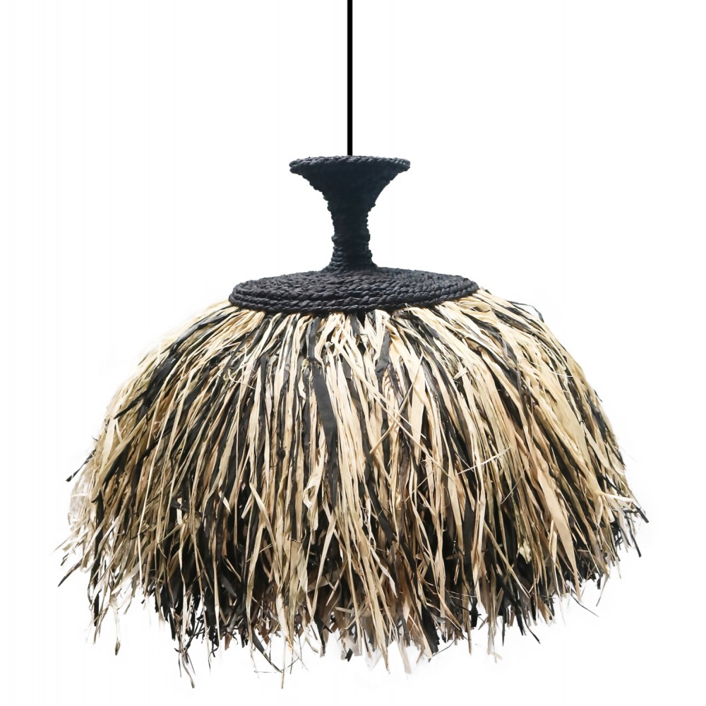 Φωτιστικό οροφής "ORDEM" από ίνες sisal-μπανάνας σε χρώμα φυσικό/μαύρο Φ60 Ε27