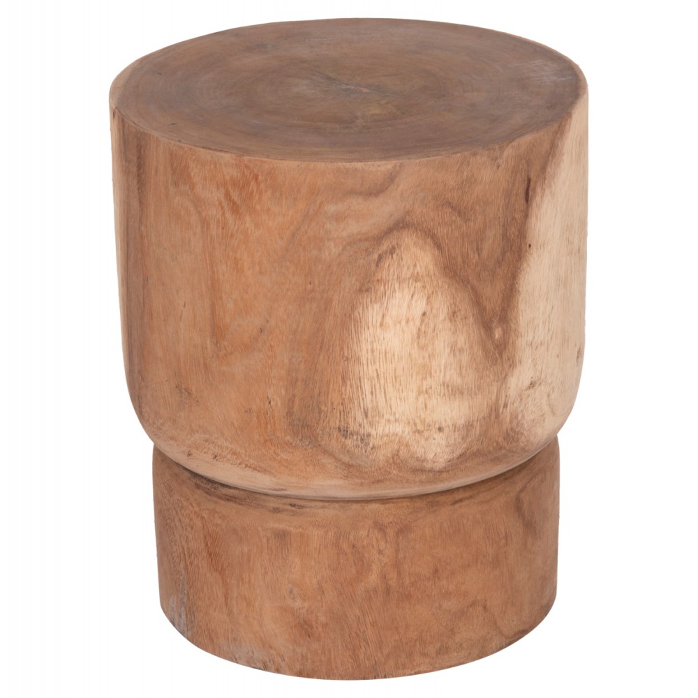 Σκαμπό-τραπεζάκι "FEBRY" από ξύλο σε χρώμα φυσικό Φ40x46