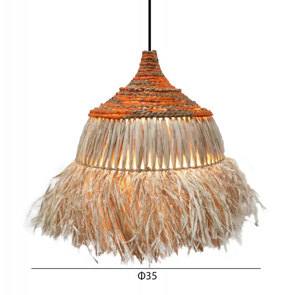 Φωτιστικό οροφής "SIFO" από ίνες sisal-μπανάνας σε χρώμα φυσικό Φ35x45 Ε27